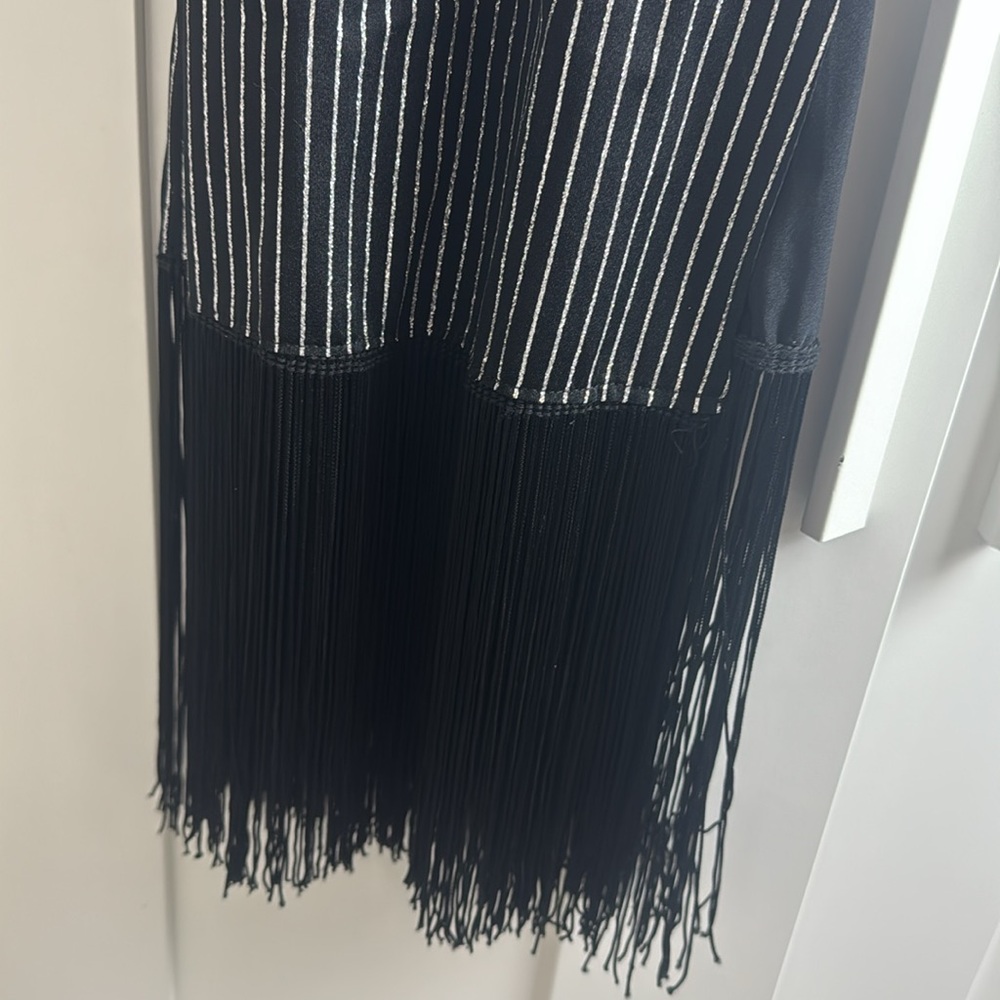 Flapper Dress Glitter Mob Pin Stripe Side Slit : Pink Black & Silver Medium / M - Picture 4 of 9